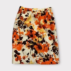 Vintage 60s Handmade Floral Pencil Skirt